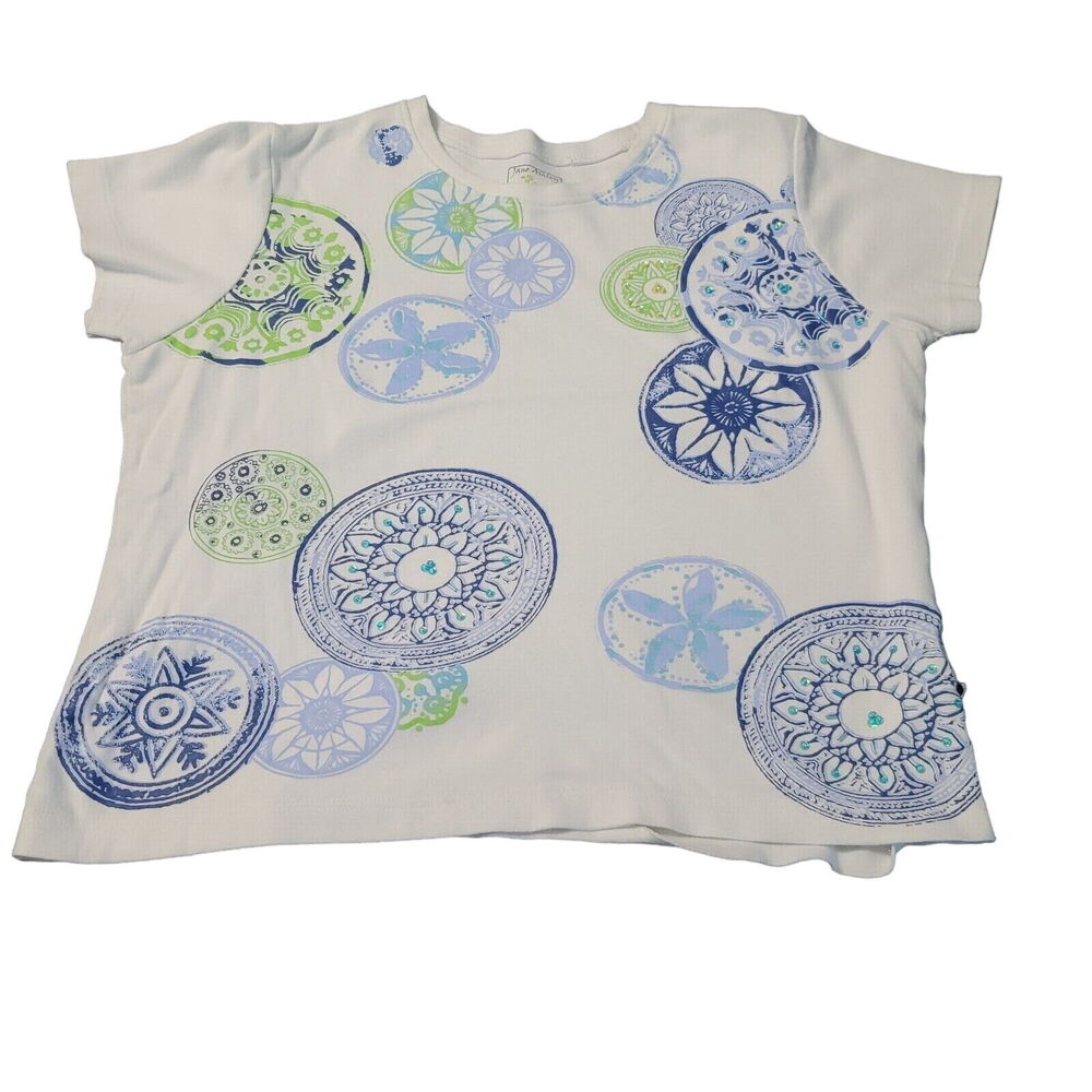 Jane Ashley Womens T-Shirt Multicolor Size Medium 100% Cotton Short Sleeve